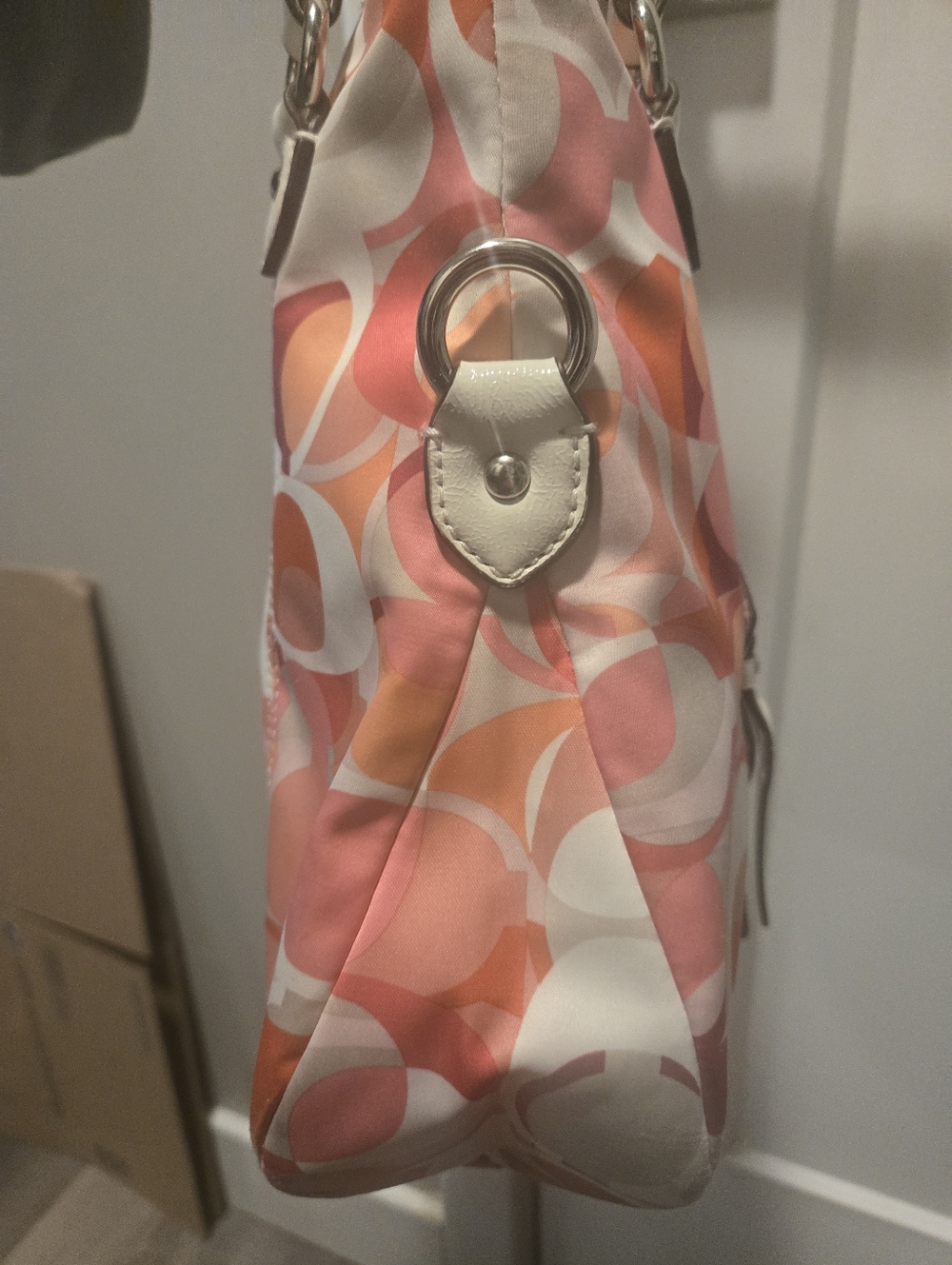 Coach Emma Kaleidoscope Signature Tote Pink Orange Multi Canvas Bag PreOwned - Picture 5 of 8